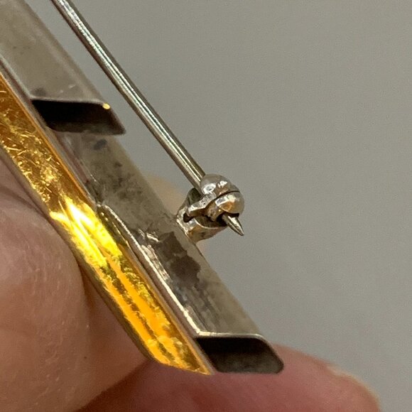 Modernist Industrial Abstract Criss Cross Hashtag Sterling Silver Brooch J580 - Picture 10 of 14